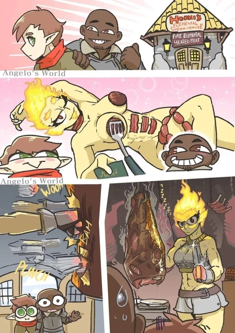 원소의 정령들이 식당 운영하는 만화.comic_1.webp