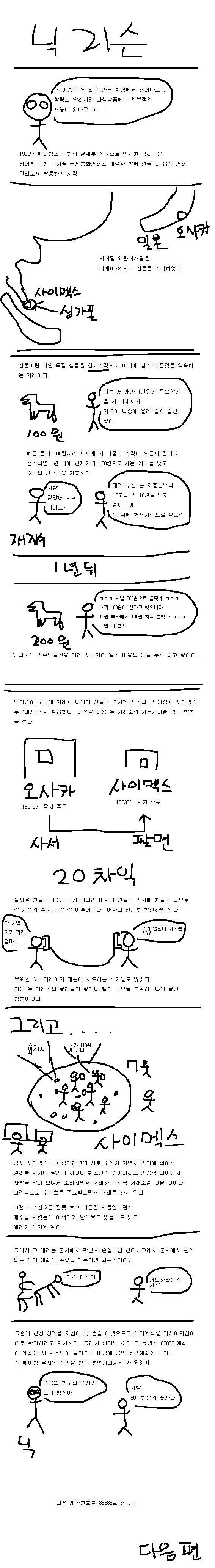 일본 지진 때문에 200년 전통의 영국 은행이 파산하는 만화