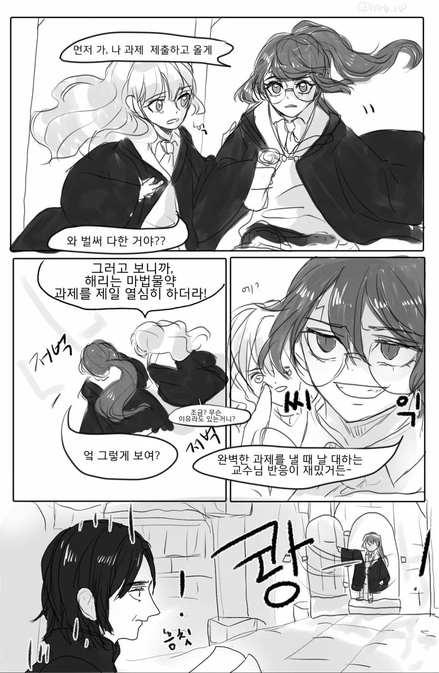 해리포터가 스네이프 교수님 울리는 만화.manwha