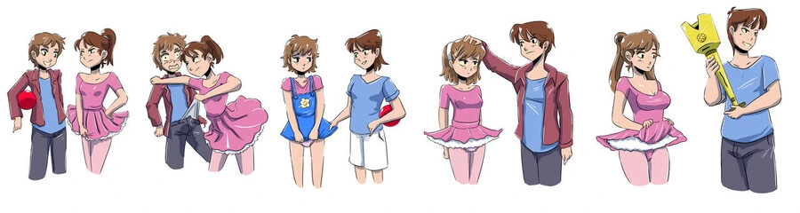 어린 소년 소녀가 서로의 성별이 TS되는 만화