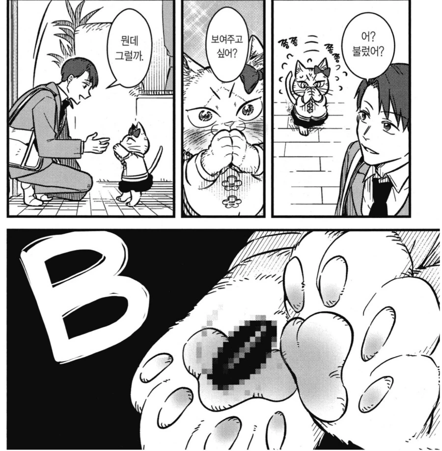 인간 오빠에게 선물을 주는 고양이 동생.manwha - 이미지 4
