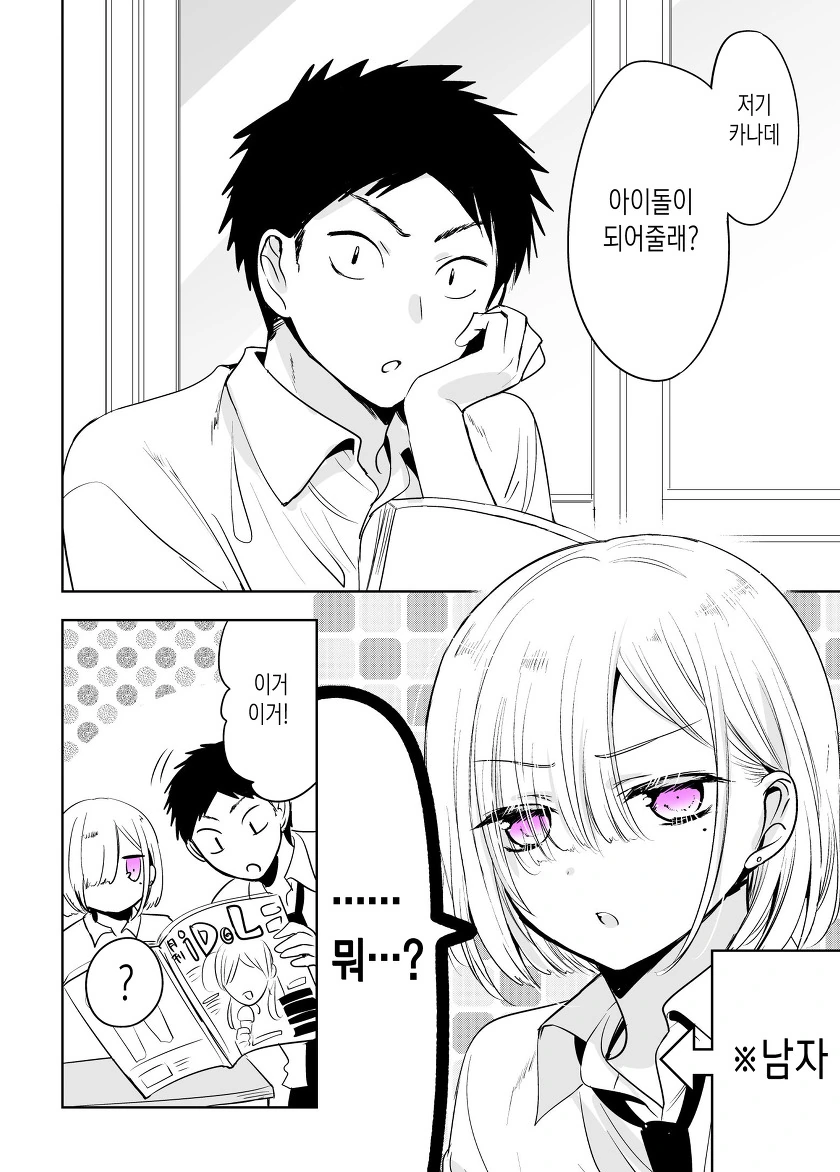 호모) 남자친구에게 아이돌 옷 입히는 만화