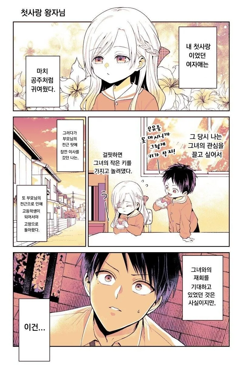 이사 갔다가 돌아오니 첫사랑 여자애가 왕자님이 된 만화