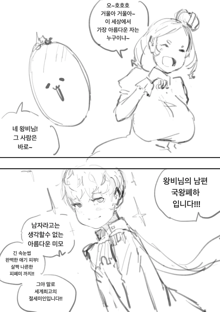 뭔가 이상한 거울에게 묻는 왕비님 만화