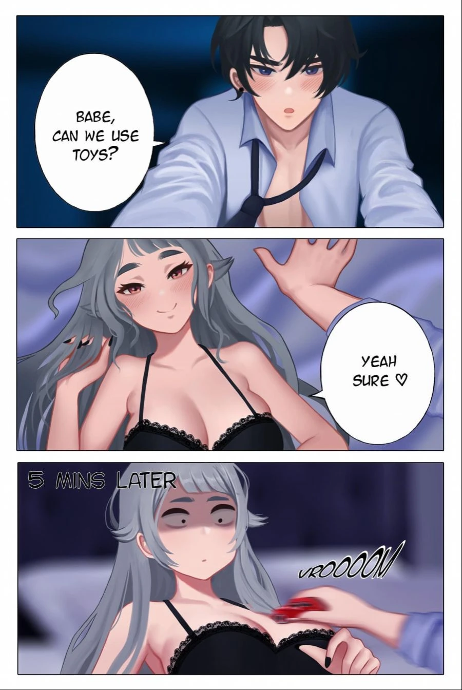 침대위에서 성인의 장난감 플레이하는 만화.manwha