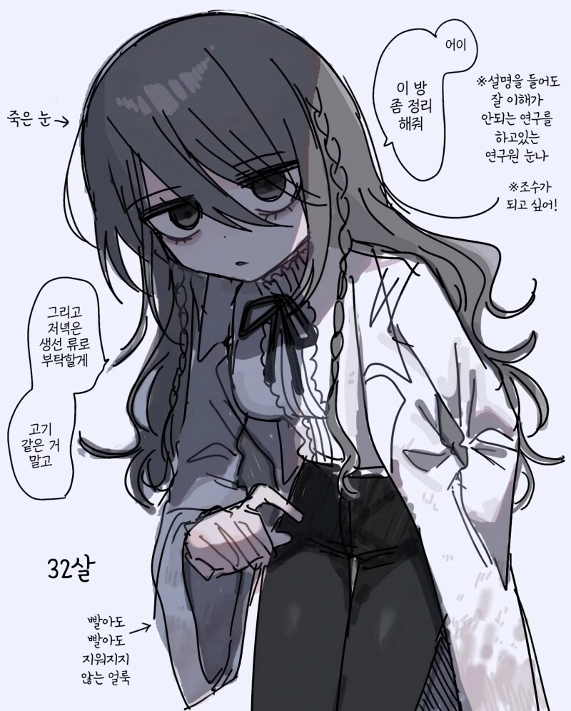 죽은 눈 ㄹㄹ 연구원 누나 민화