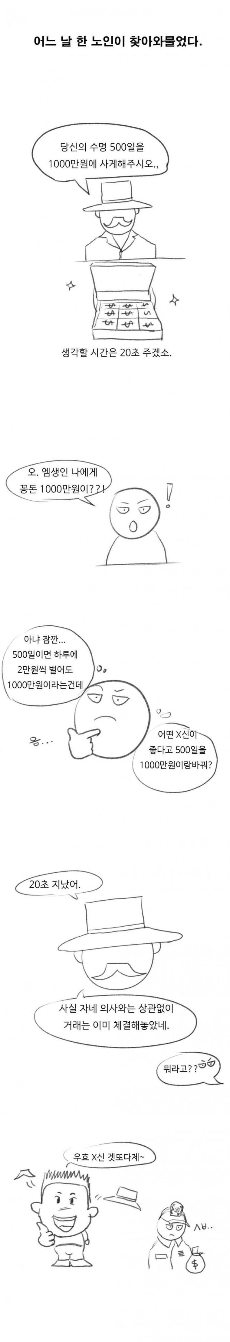 수명 500일을 천만원에 사는 만화.manga