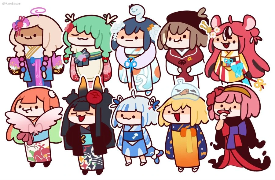 버튜버) 홀로 EN 신년의상을 축하하는 해외짤공장장.manga