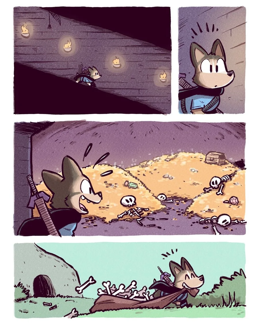 던전에서 보물창고를 발견한 모험가.Comic