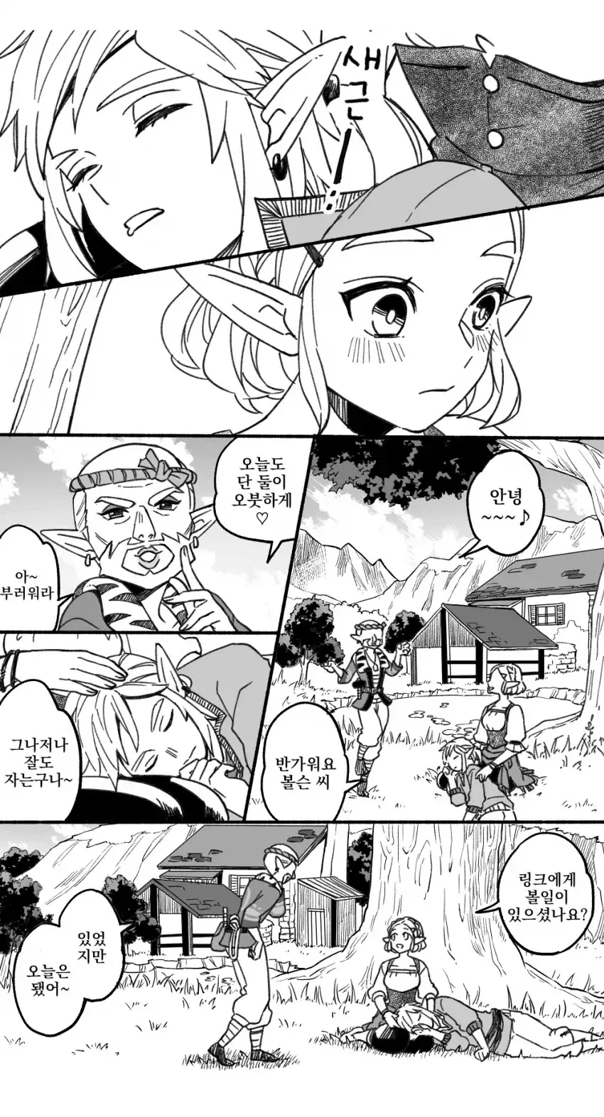 링크가 잠든 모습을 보고 싶어하는 젤다.manhwa - 이미지 5