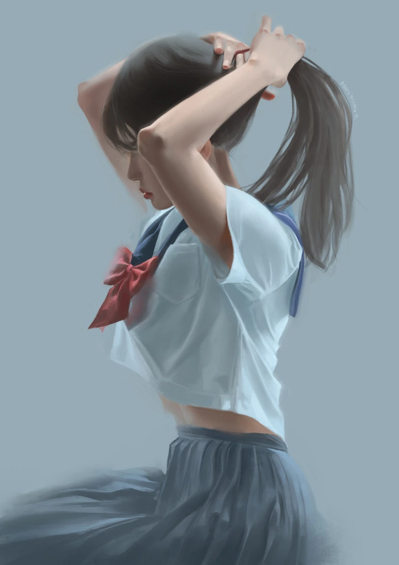실사풍 교복 미소녀