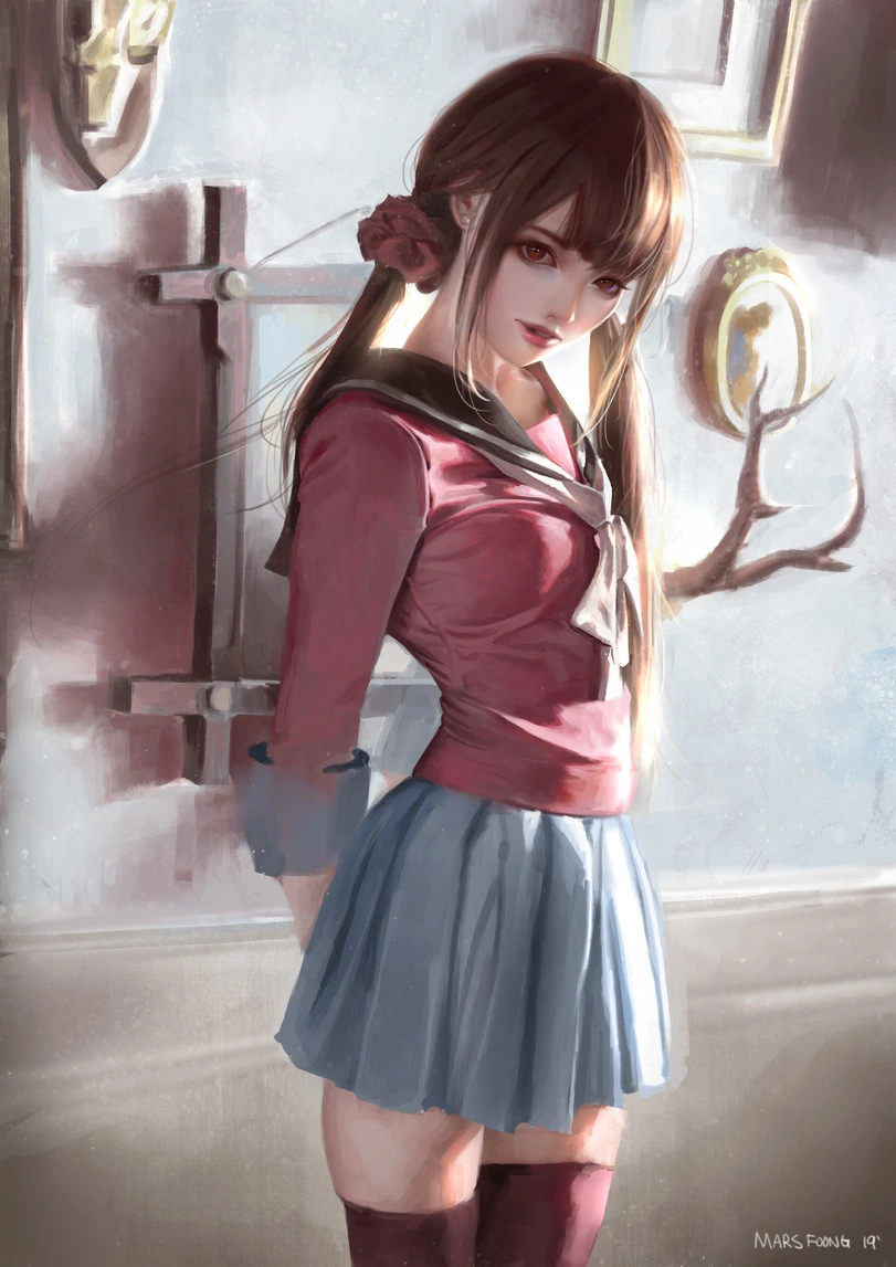 실사풍 교복 미소녀 - 이미지 3