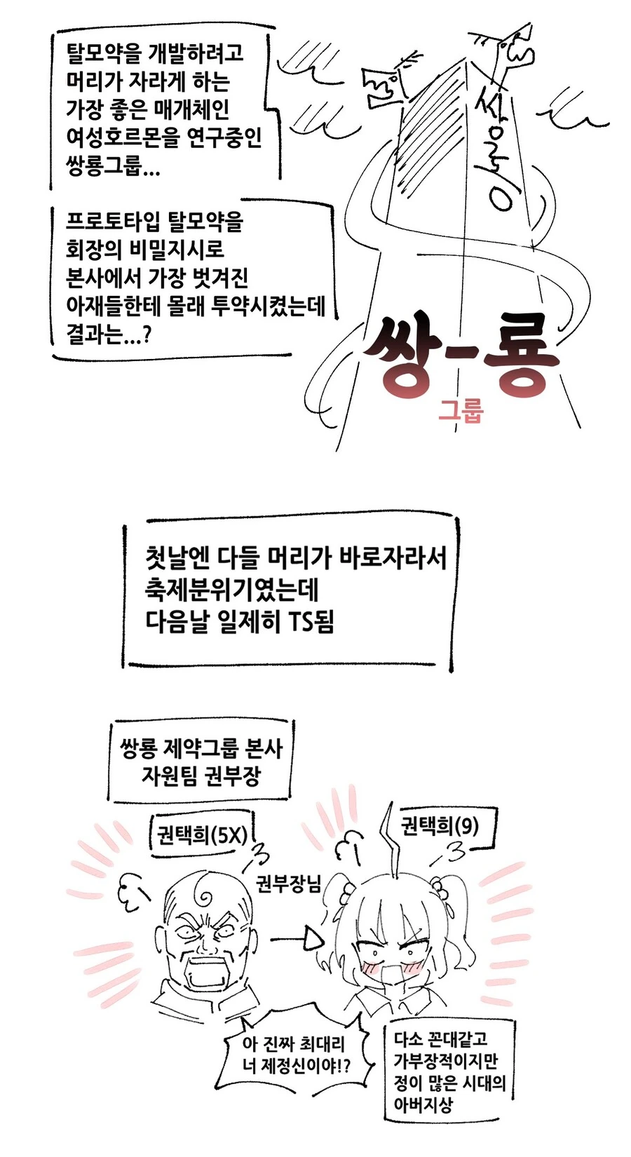 제약회사 아저씨들이 조그마한 미소녀로 TS되는 만화