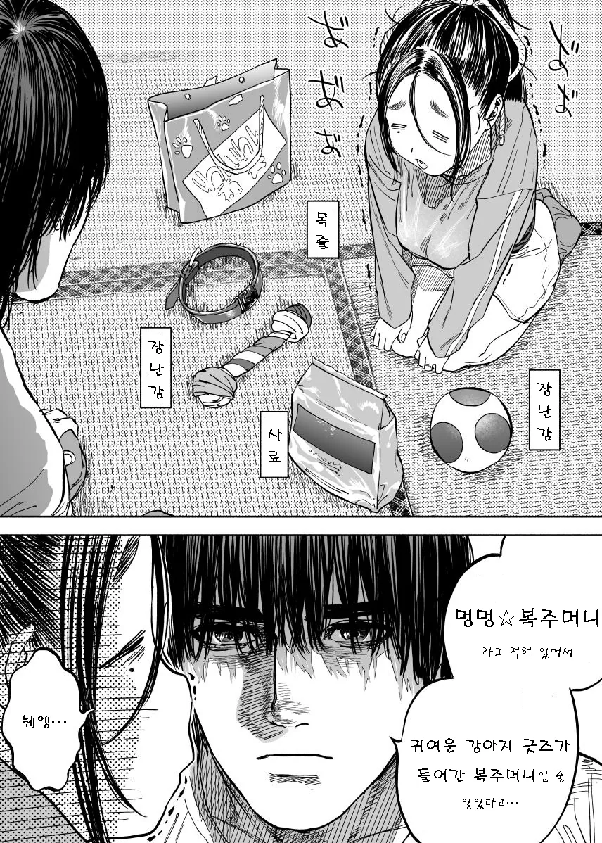 애견용품들을 들킨 귀여운 아내.manga