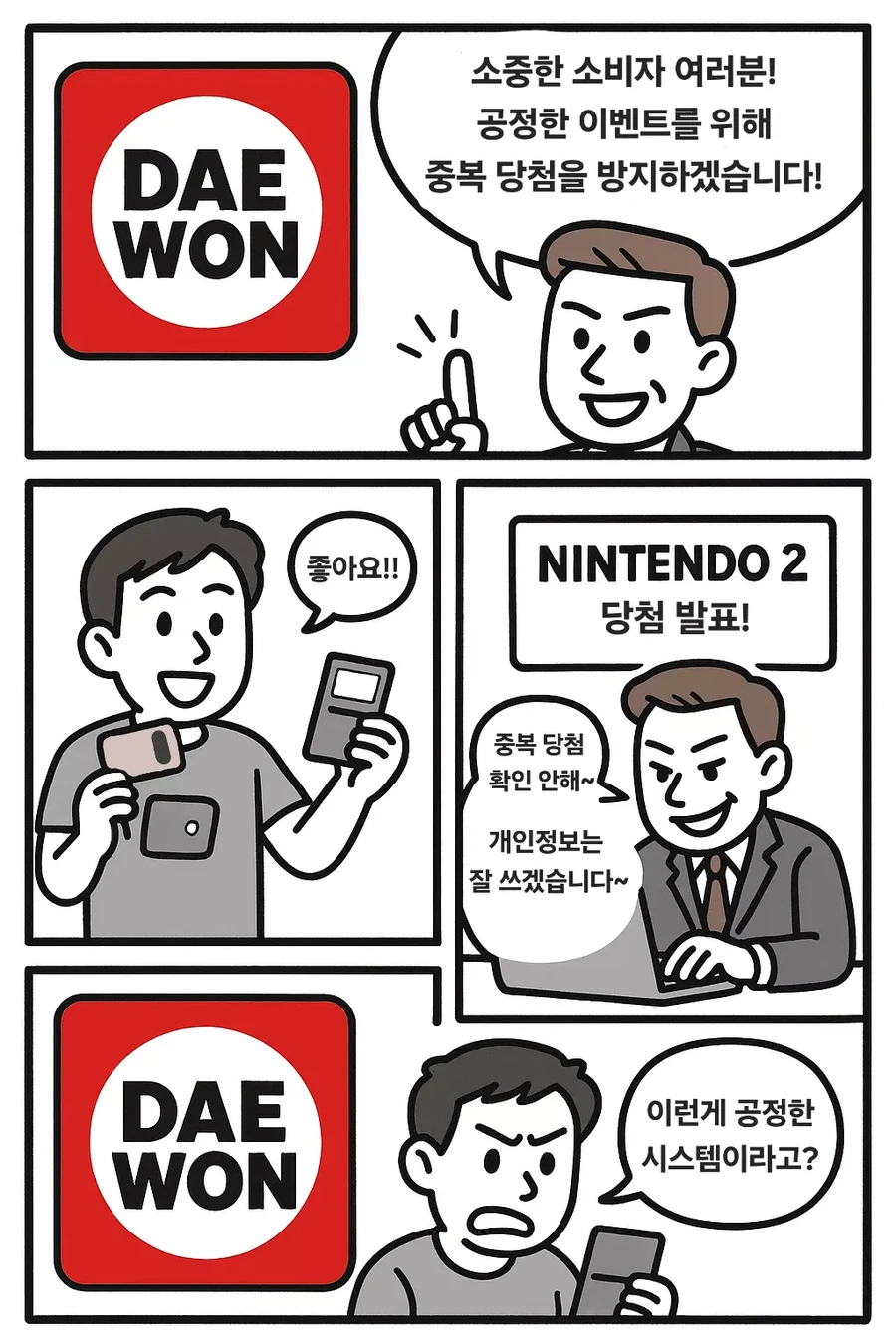 닌텐도 스위치 2 중복 당첨 방지 만화