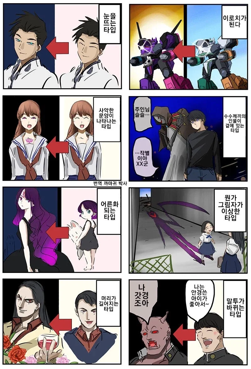 캐릭터들이 타락, 흑화하면 생기는 외향의 변화들.manhwa