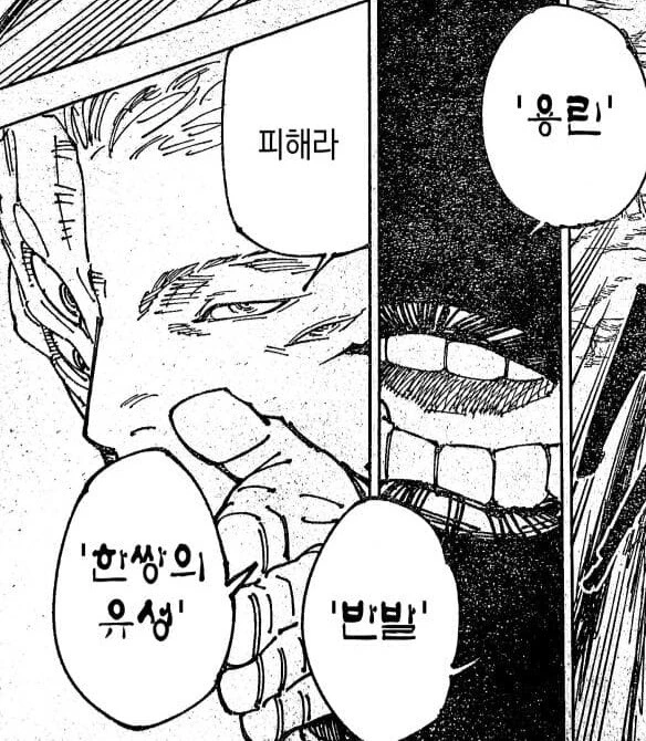 주술회전)용린(龍鱗), 반발(反発), 한 쌍의 유성.