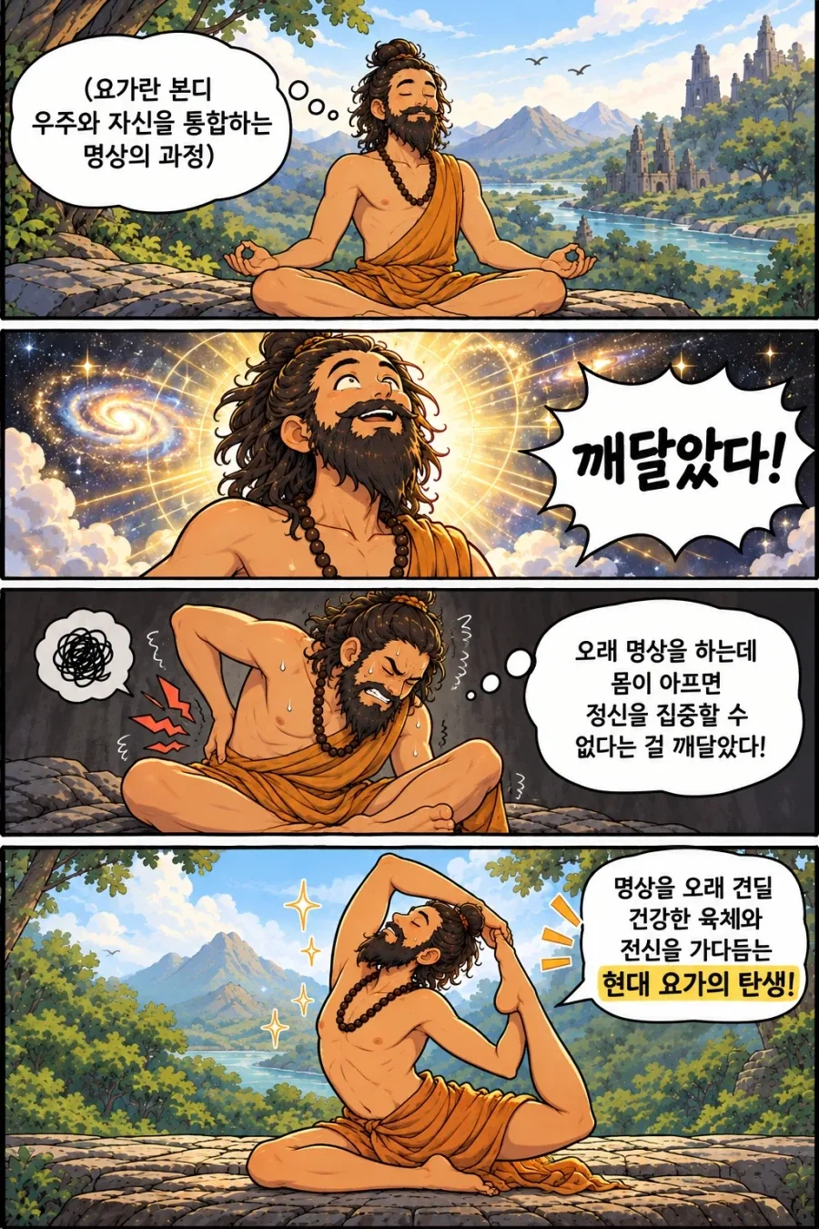 (AI) 현대 요가의 탄생 과정 만화