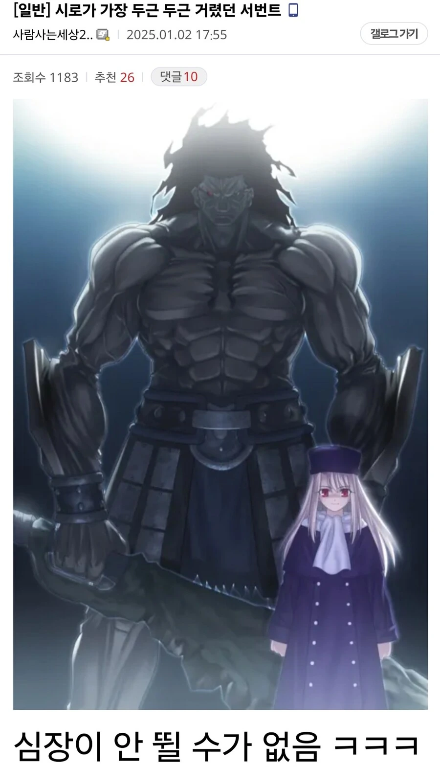 Fate) "가장 에미야 시로의 ㄱㅅ을 도키도키하게한 서번트"