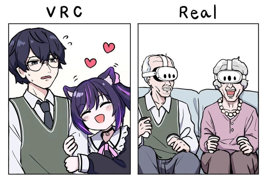 VR챗을 하는 노부부 만화