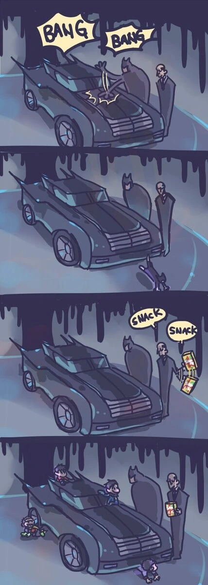 배트맨이 배트카를 타기 전에 하는 일.Comic