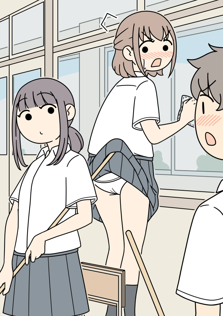 청소하는 여자아이 만화