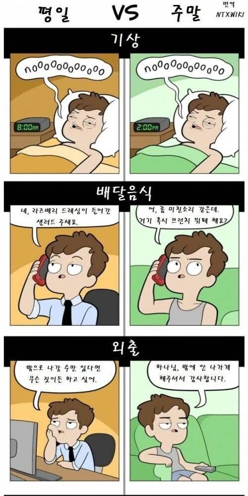 평일 vs 주말 만화