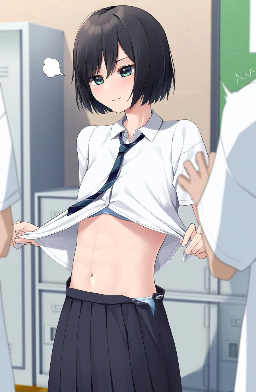 교실에서 배 보여주는 여자애.manga